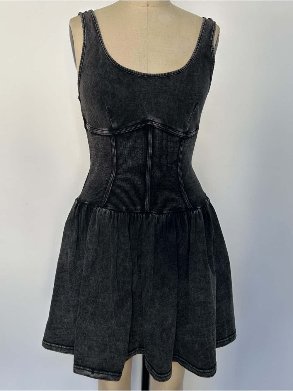 Hera Collection Black Washed Corset Mini Dress